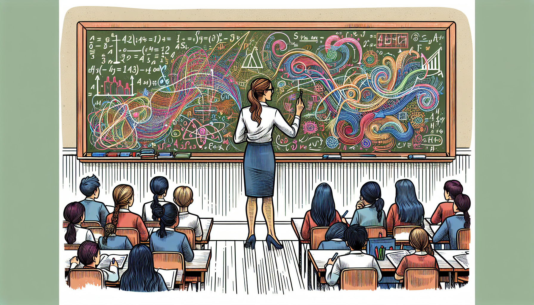Illustration of a teacher in a classroom