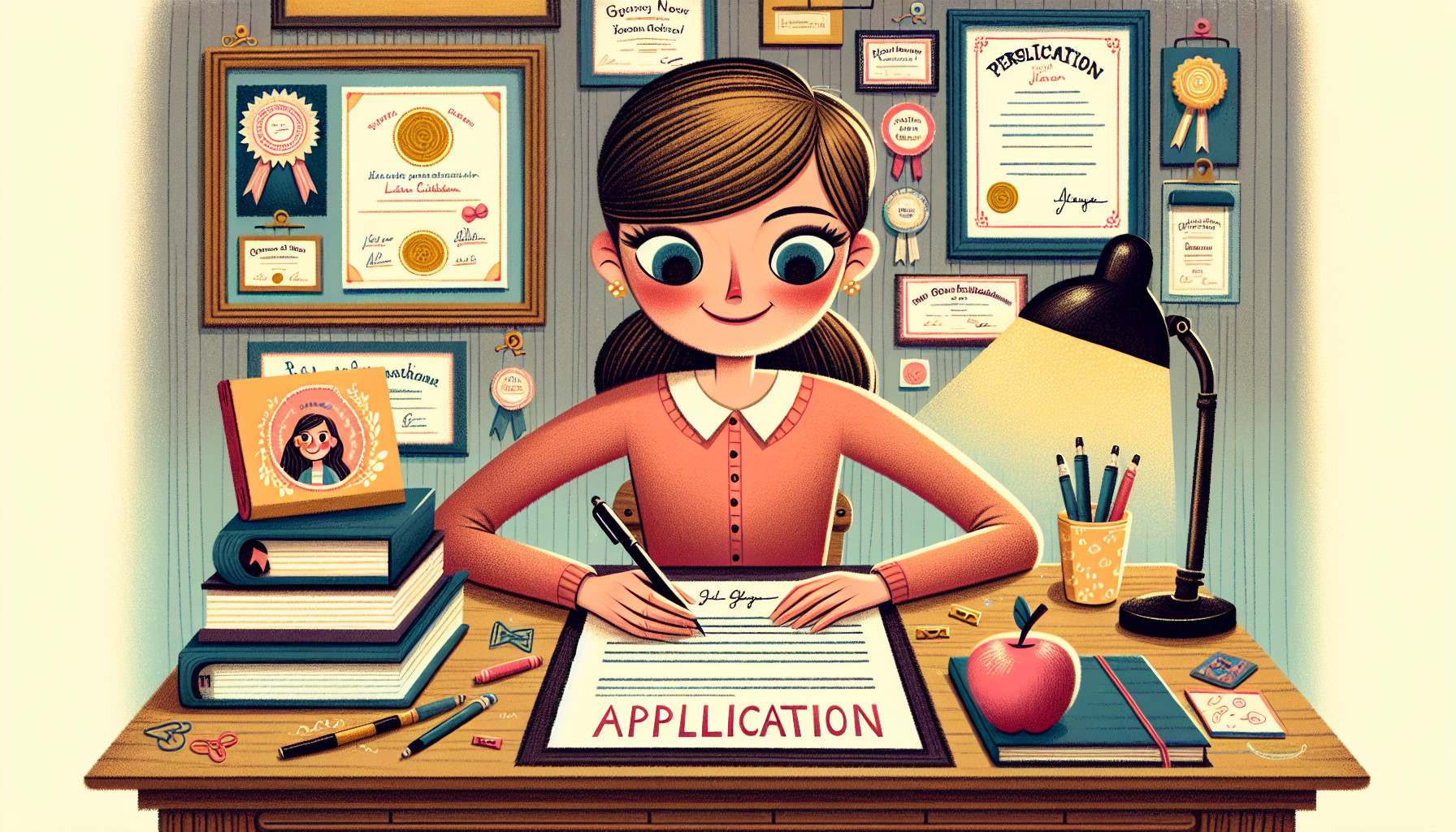 Teacher preparing personalized application