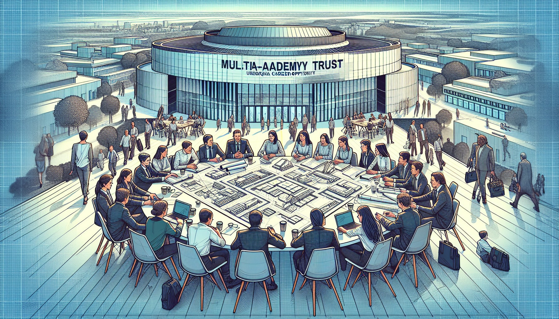 A group of professionals collaborating in a Multi-Academy Trust setting