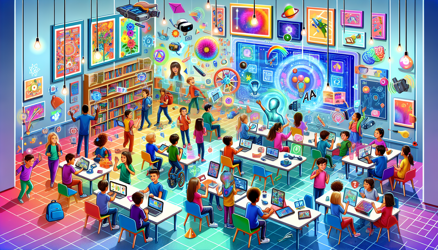 An illustration representing education and artificial intelligence.