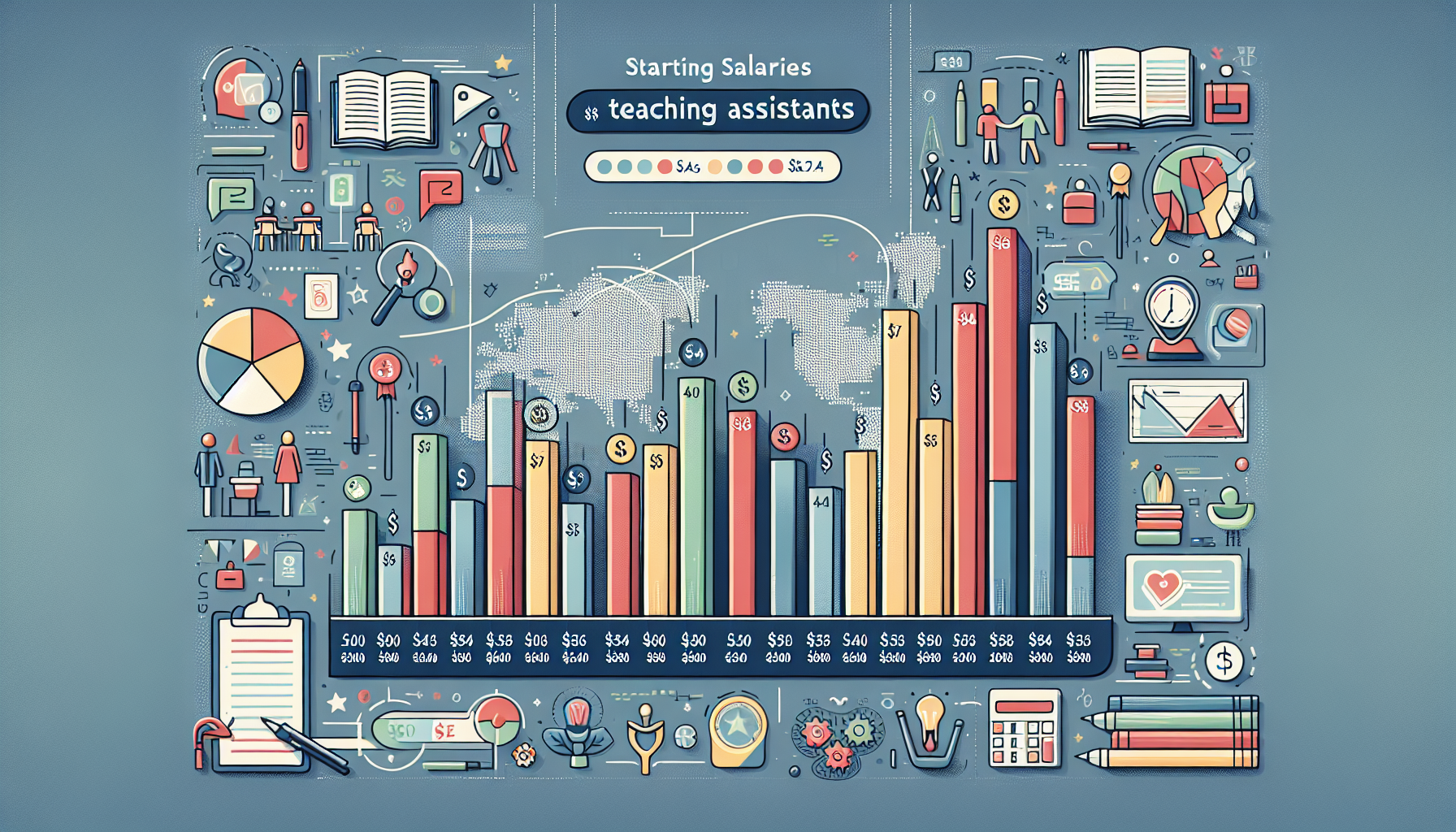 A chart showing starting salaries for teaching assistants.