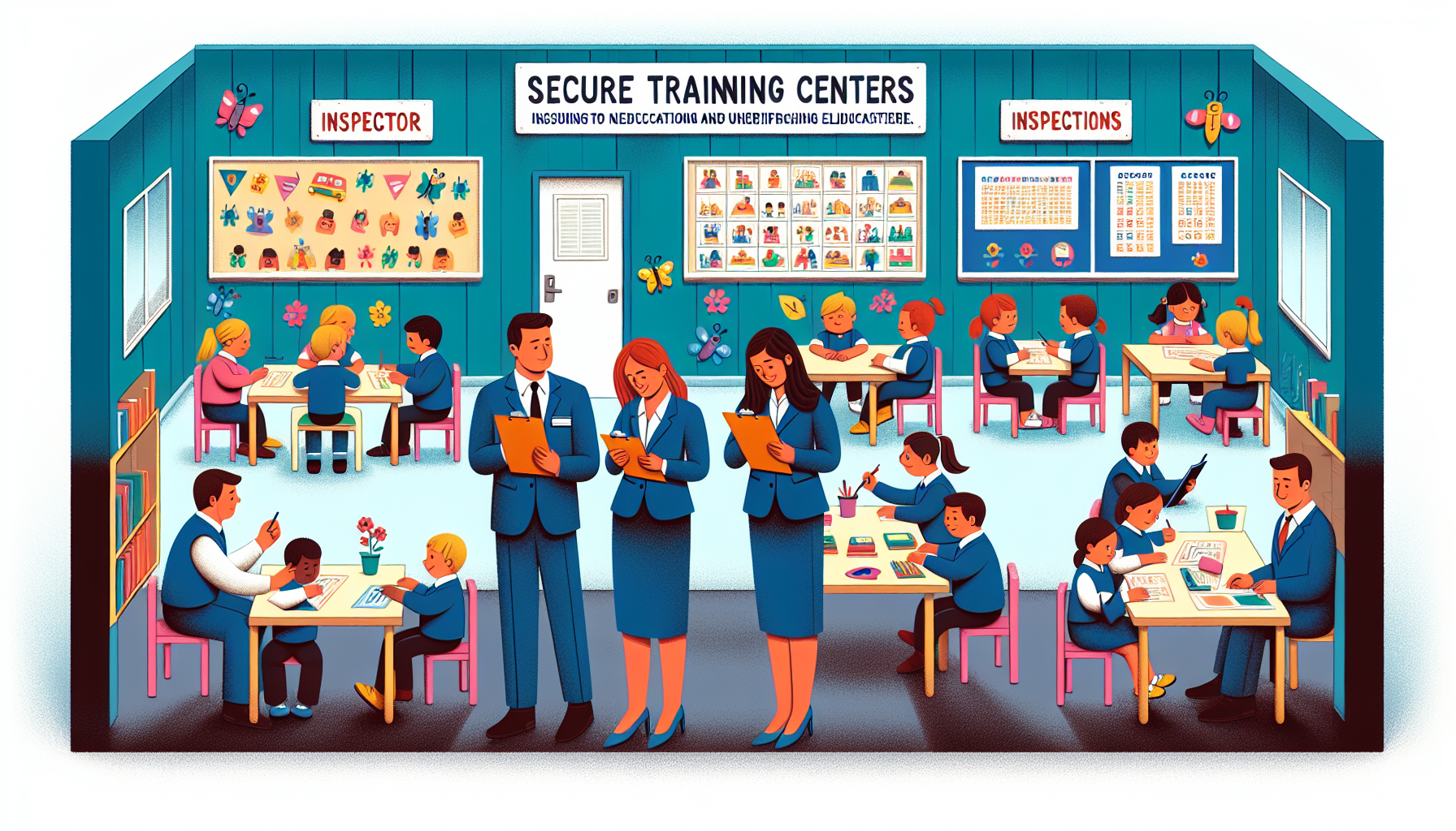 An illustration of assurance inspections for secure training centres, focusing on education standards.