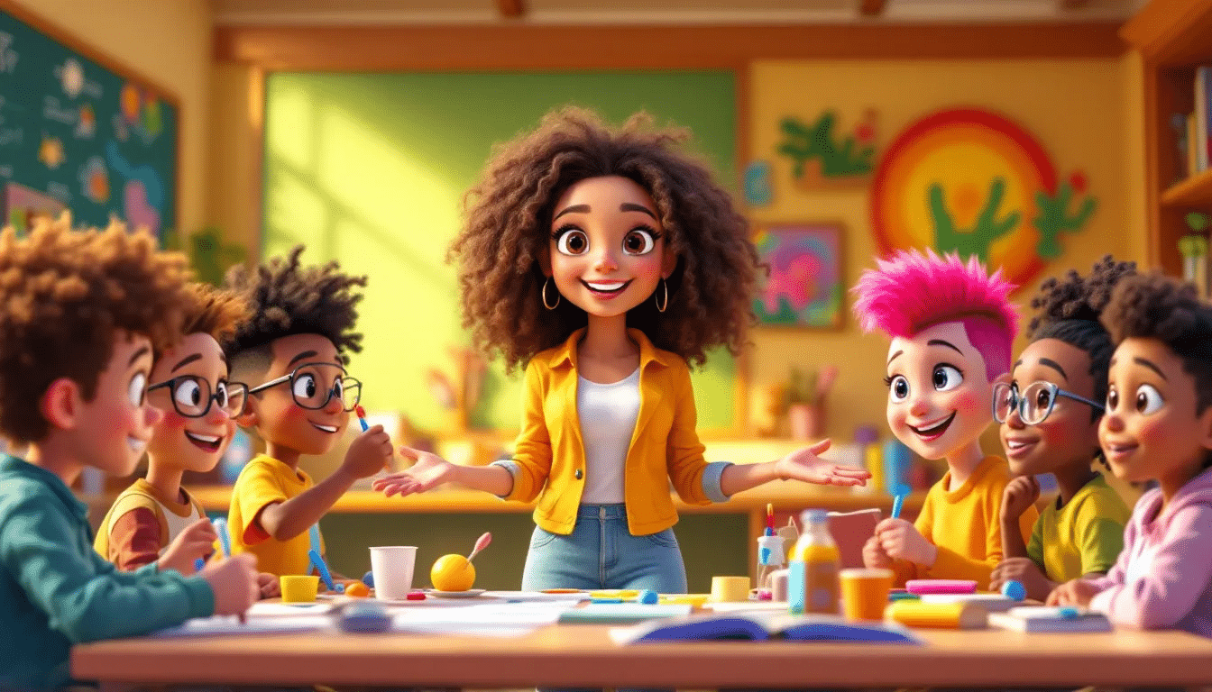 A teacher fostering connections among students in a collaborative setting.