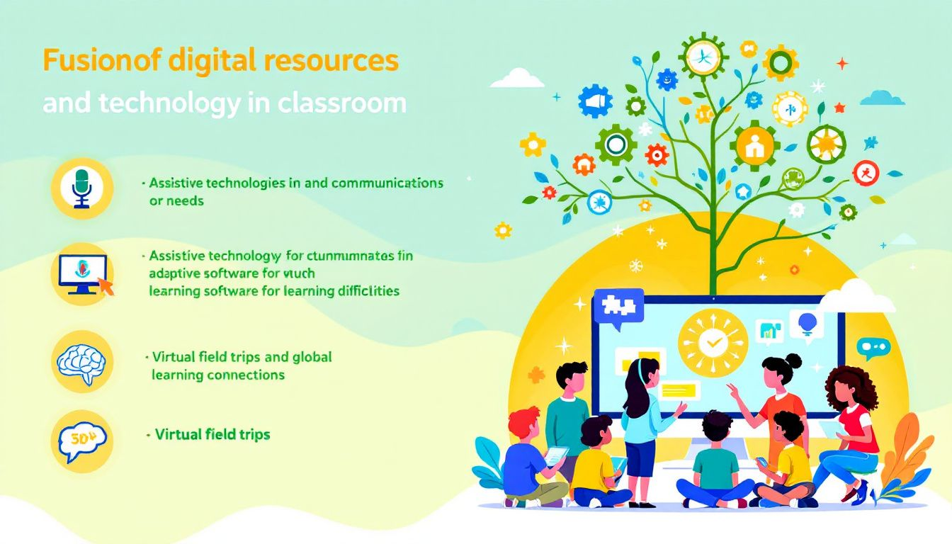 Digital resources and technology integration in a modern classroom.