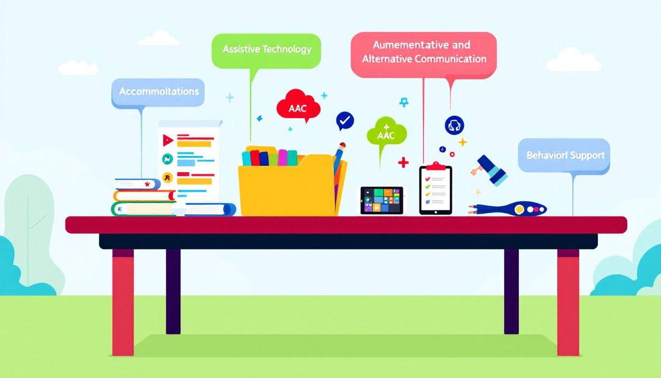 A collection of special educational needs resources displayed on a table.