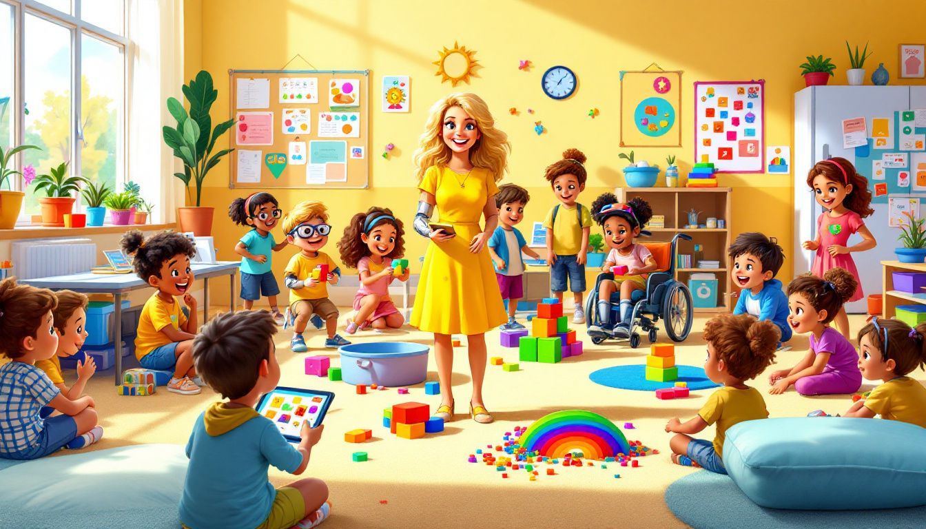 A classroom environment where SEN students are engaged in learning activities.