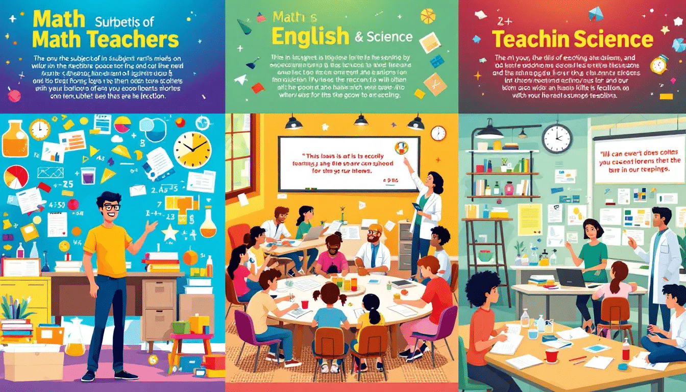 Different subject-specific teaching roles, including math, English, and science teachers.