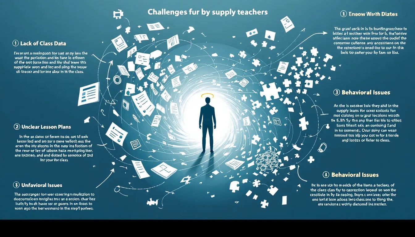 A visual representation of common challenges faced by supply teachers and their solutions.