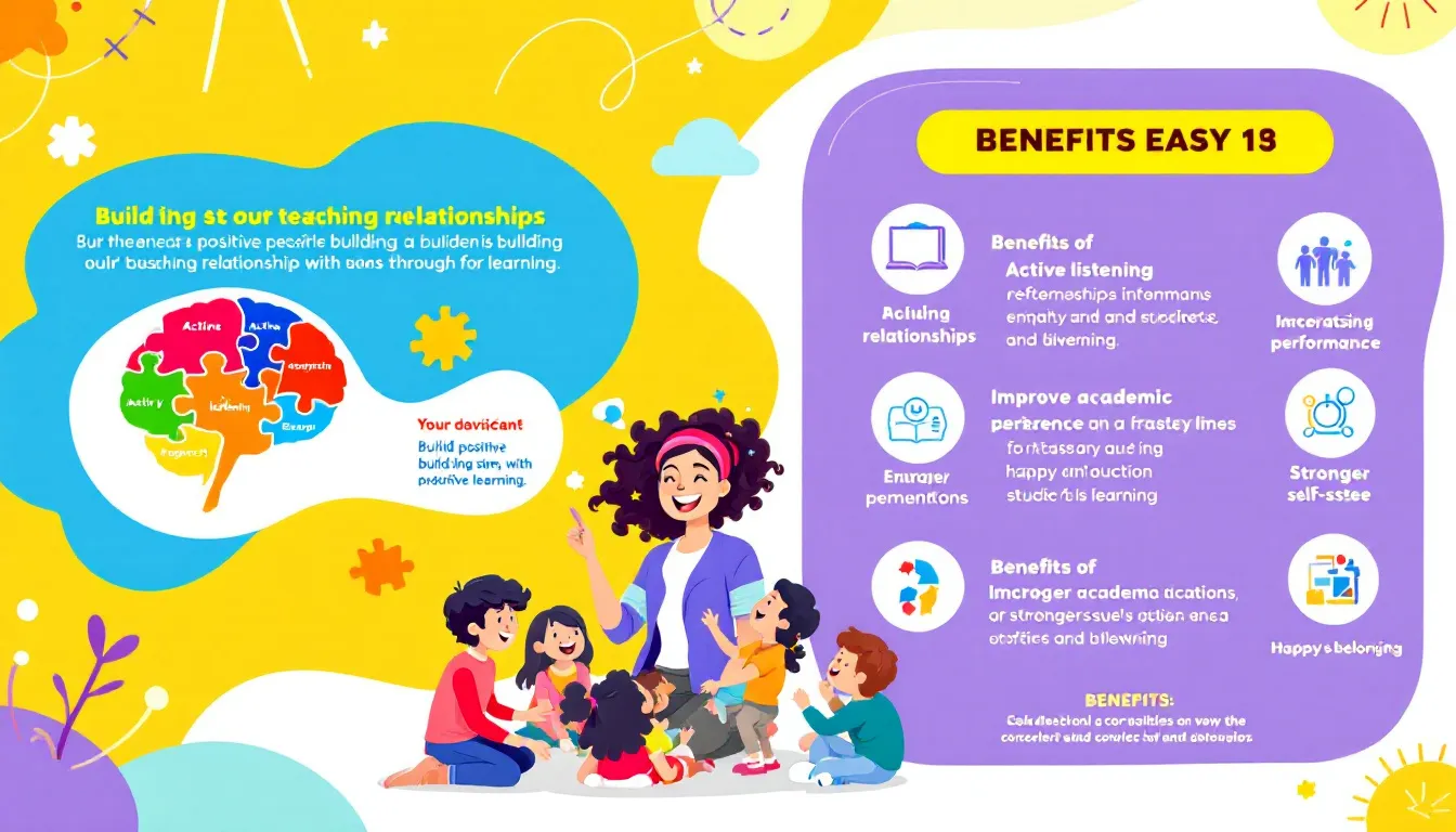 A teaching assistant building positive relationships with students through interaction.
