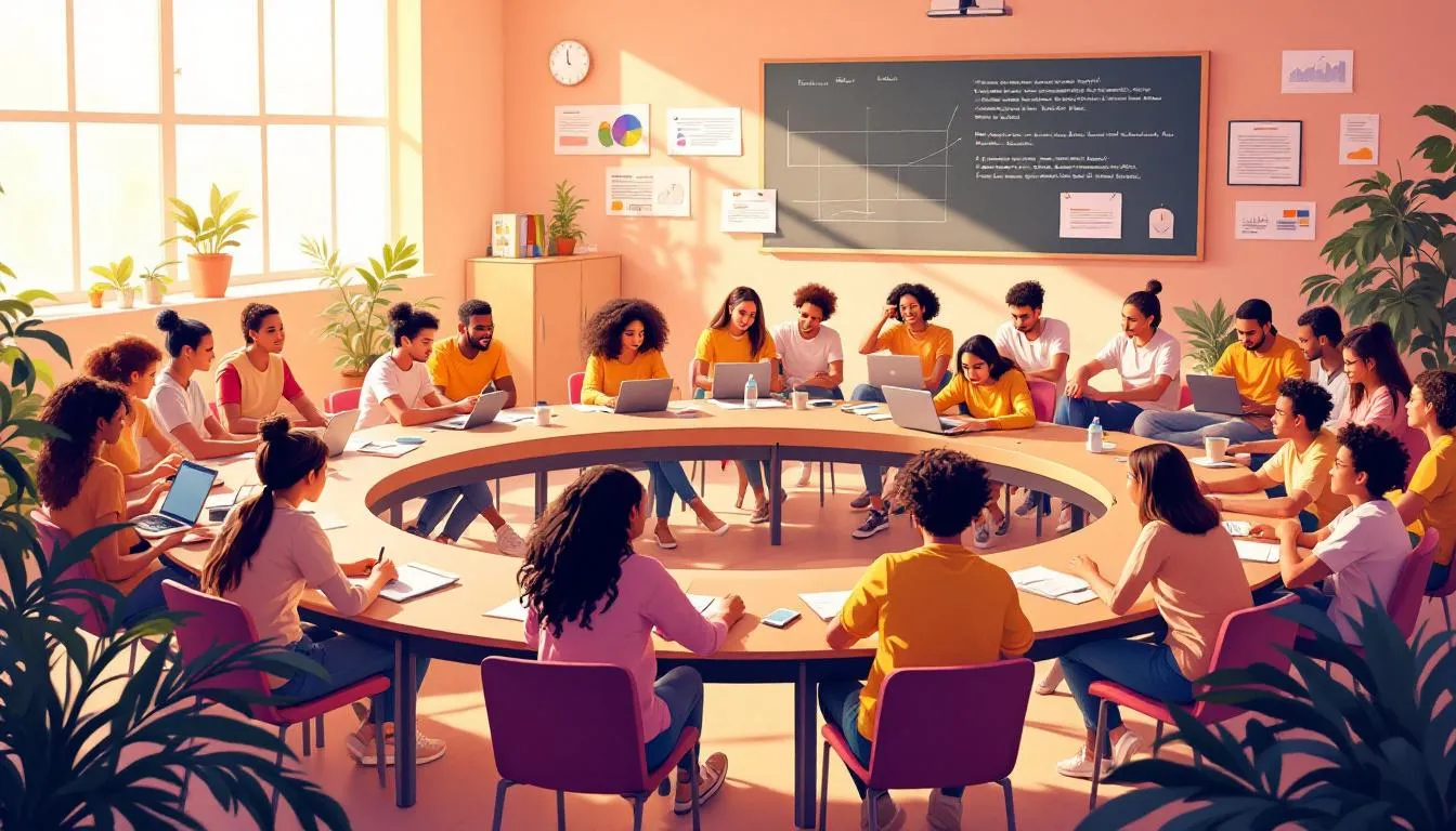 A supportive learning environment where students collaborate and engage with each other.