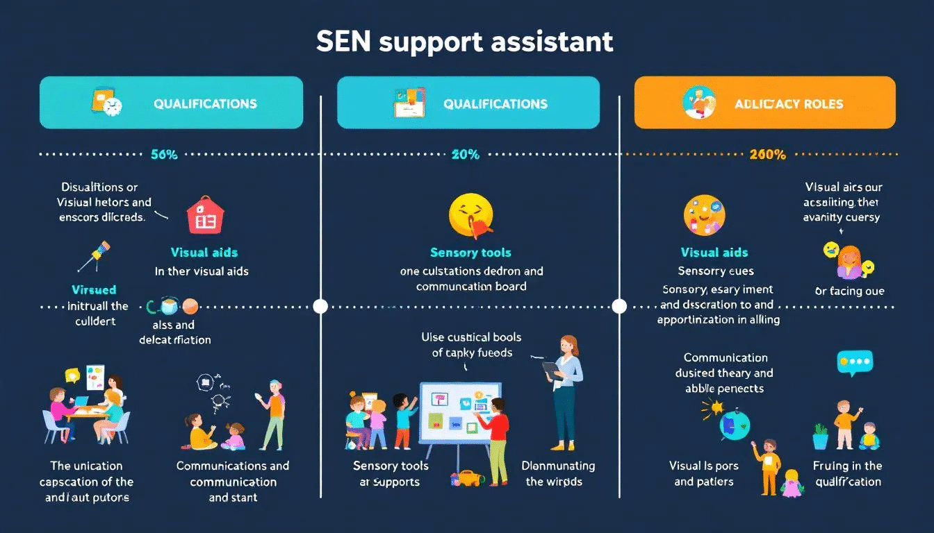 A SEN support assistant interacting with children with special educational needs in a classroom setting.